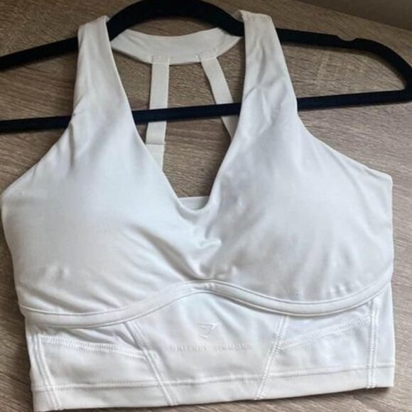 Gymshark Whitney Simmons White Longline Bra Size XS - Picture 1 of 2